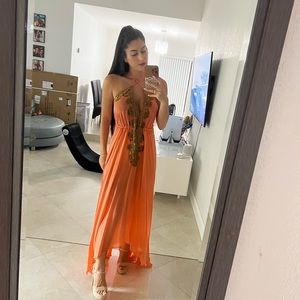 Stone beaded satin dress